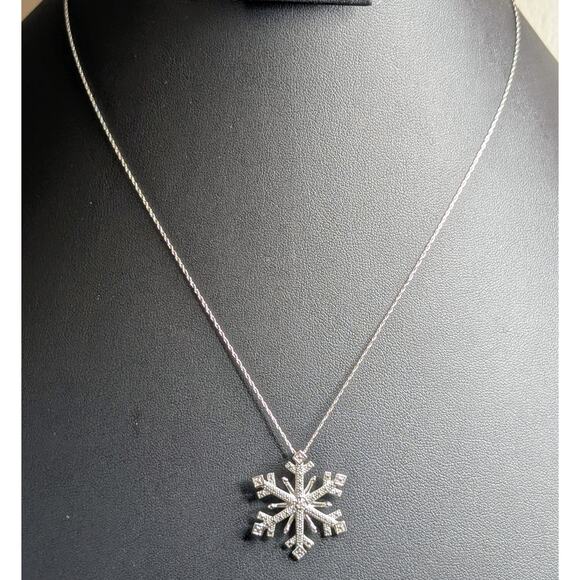 Marked OTC 925 Italy Sterling Silver Snowflake Pendant 19" Necklace - Picture 1 of 10